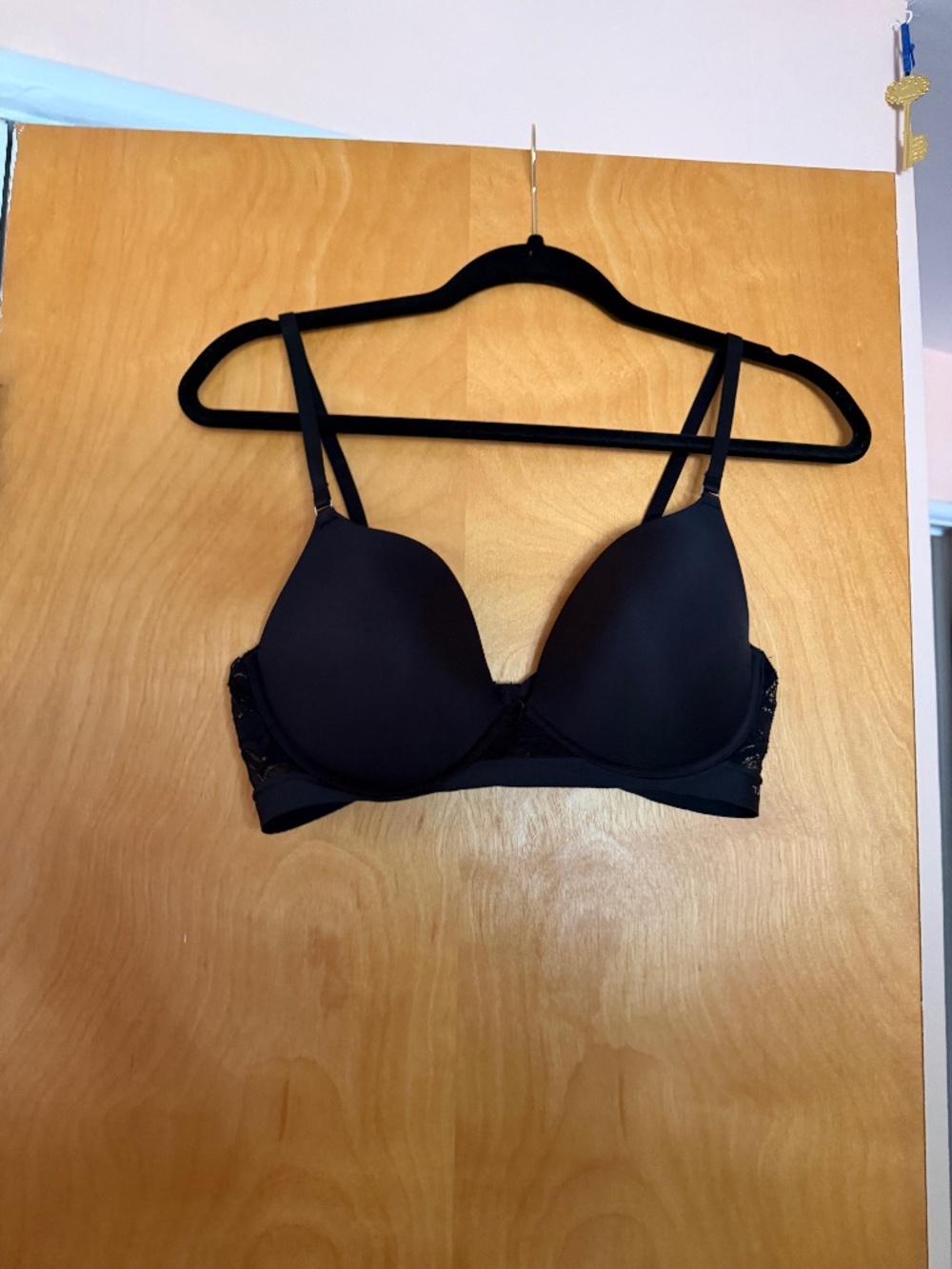 Tahari Black Padded Bra with Lace Back, Size 38C